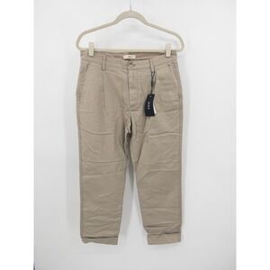 O.N.S Normcore Chino Cropped Pants Mens 31 Khaki Tan Pleated Stretch Cotton NWT